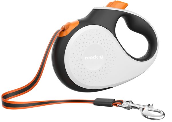 Reedog Senza Premium samonavíjecí vodítko L  50kg / 5m páska / bílé s oranžovou