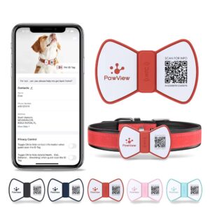 PawView chytrá známka pro psy pánský motýlek - červená