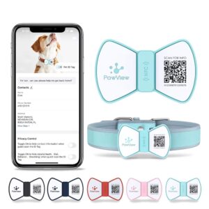 PawView chytrá známka pro psy pánský motýlek - tyrkysová