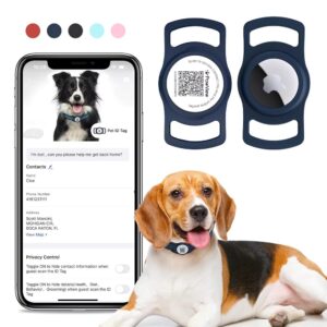 PawView chytrá známka pro psy s držákem na Airtag - Modrá