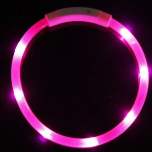 Reedog Easy Light USB dobíjecí svítící obojek pro psy a kočky - růžová