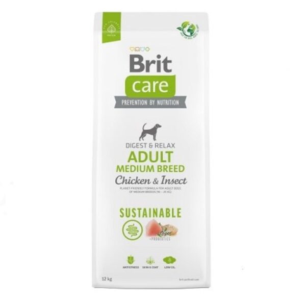 Brit Care Dog Sustainable Adult Medium Breed Chicken & Insect 12 kg | Granule pro psy