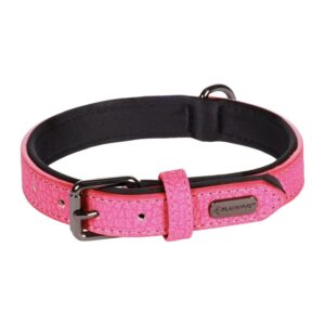 Kožený obojek pro psy Flamingo Leza růžová - XXS: 15-20cm